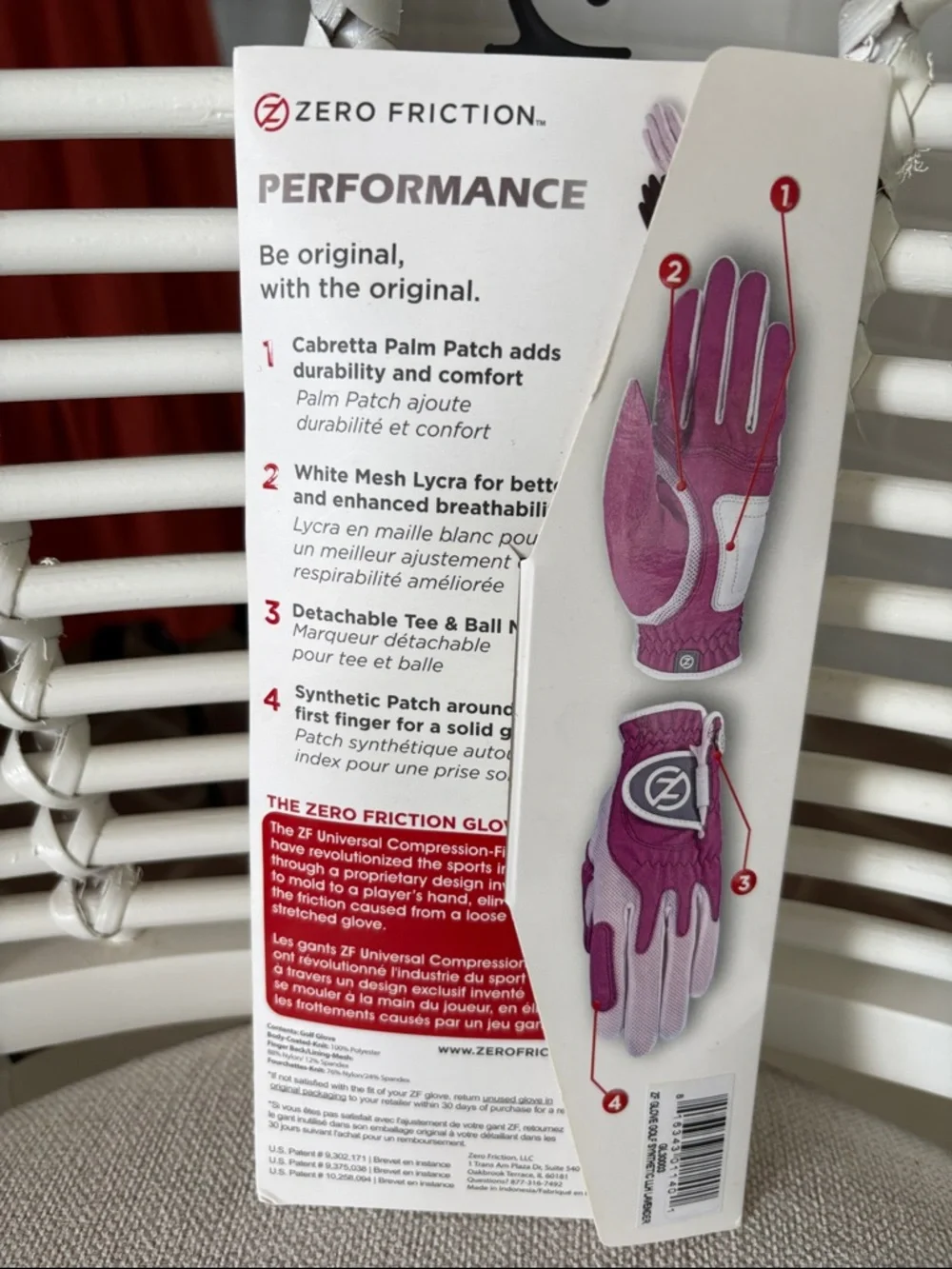 Zero Friction Ladies' Compression-Fit Golf Glove in Purple and White - Picture 9 of 12
